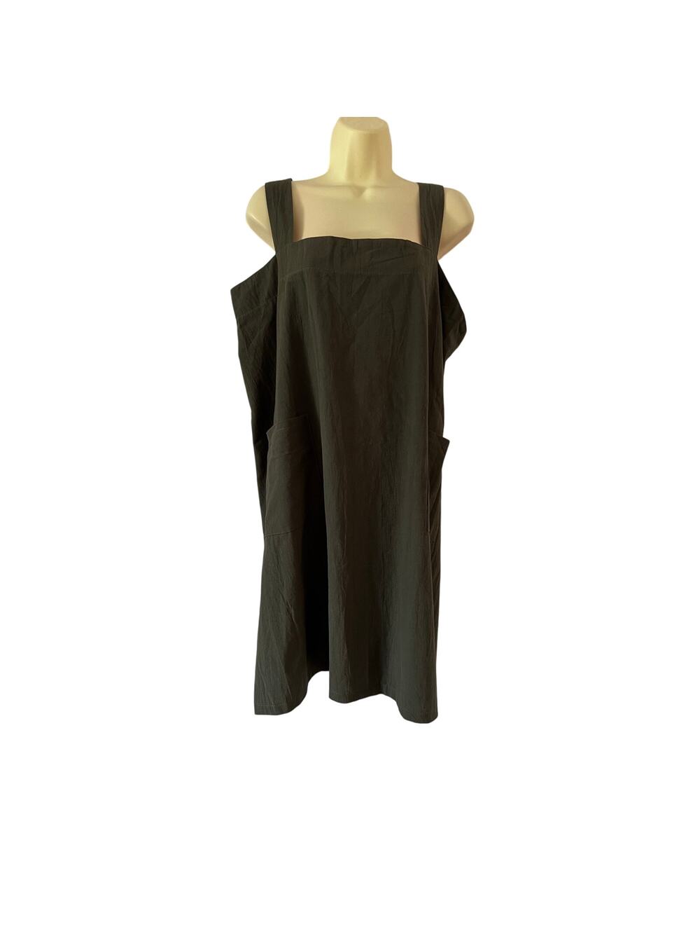 Olive Green Apron Work Gardening Utility Pockets Woman Size Small
